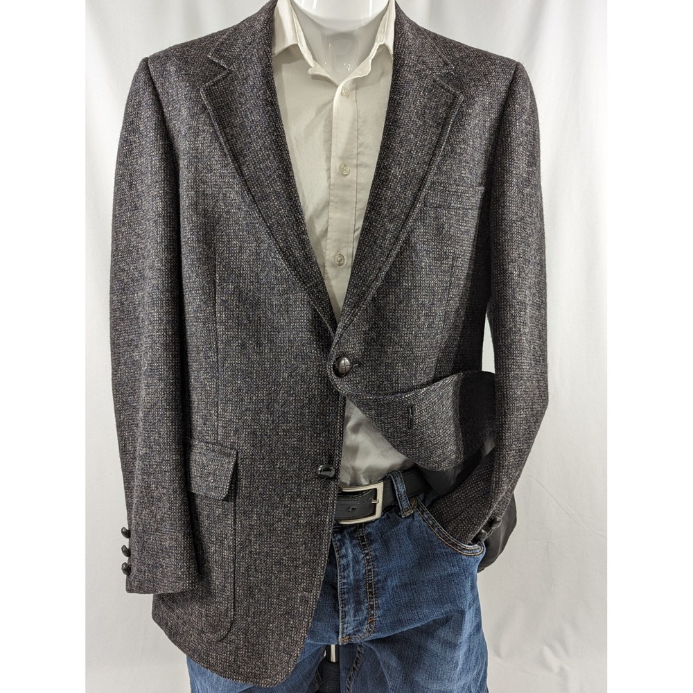 VINTAGE KINGSRIDGE WOOL Charcoal Birds Eye TWEED BLAZER SIZE 44 Slim EUC
